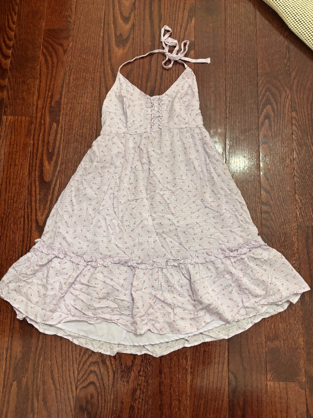 Hollister Purple Floral Halter Mini Dress | XXS | Cottagecore Y2K Summer